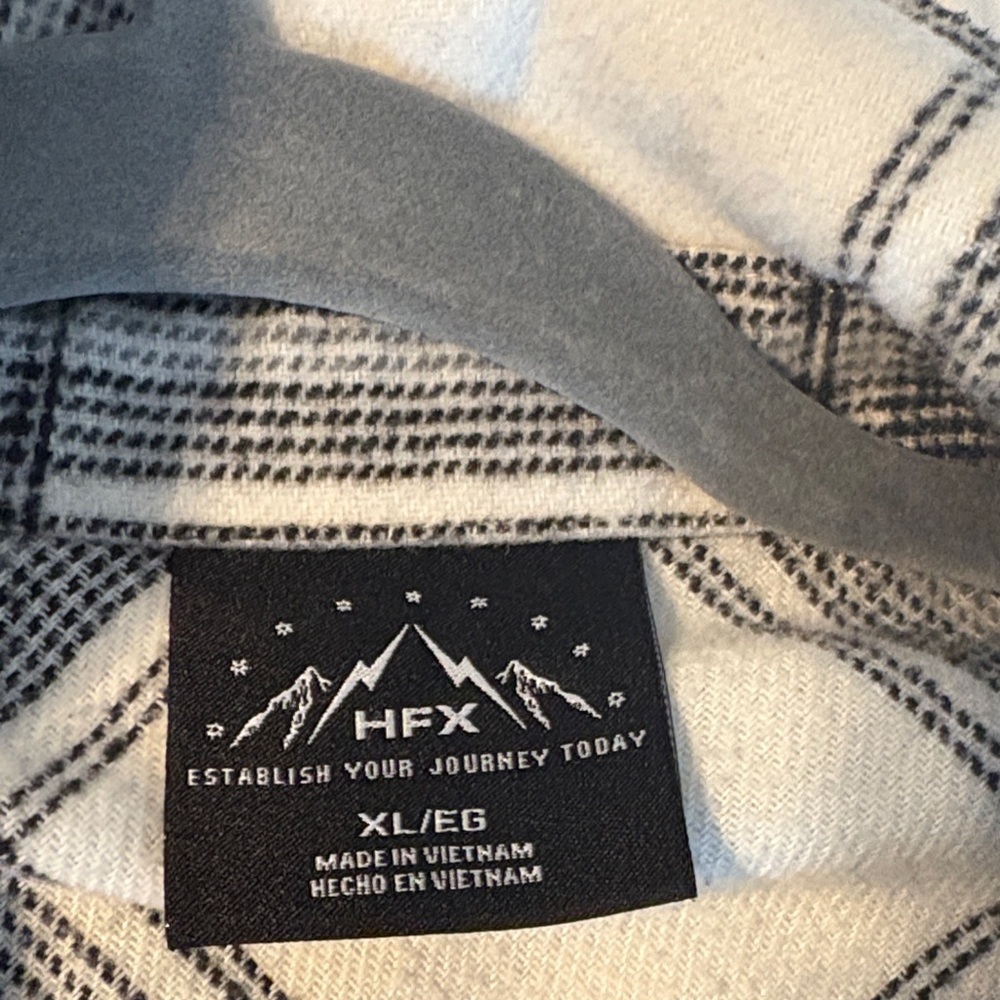 HFX Women’s XL Heavy Flannel Plaid Button-Up Shirt Shacket Black & Off White - Picture 8 of 9